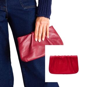 BAEKGAARD Genuine Leather Gathered/Ruched Clutch Style Handbag